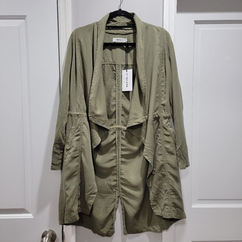 For the Republic Drape Front Jacket Olive Green